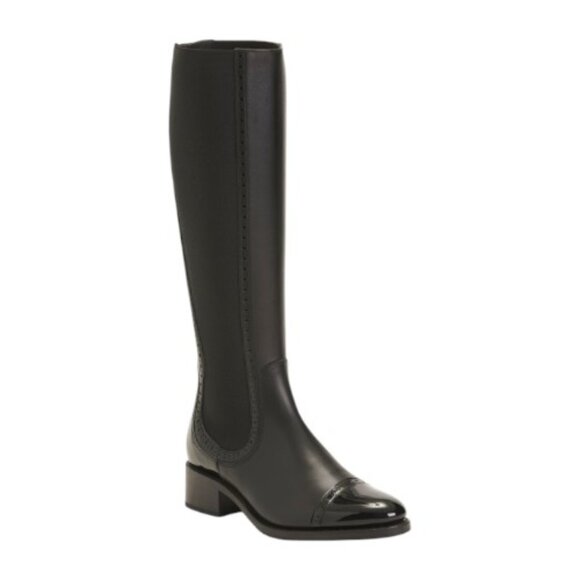 The Office Of Angela Scott Black Made In Portugal Leather Ms. Brigitte Boots - Picture 1 of 3
